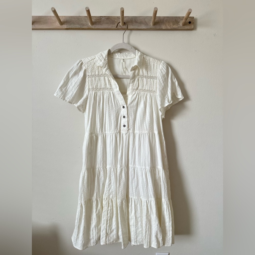 Anthropologie White Tunic Shift Dress Size XS